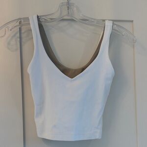 Lululemon Athletica White V-Neck Crop Top